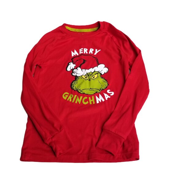Dr. Seuss Other - Dr Seuss The Grinch Merry Grinchmas Long Sleeve Pajama Top Youth 8 Red Christmas